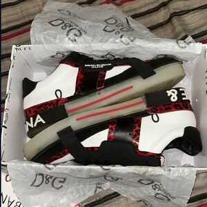 Dolce & Gabbana Black and Red Sneakers